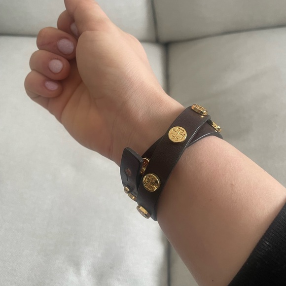 Tory Burch Miller Double Wrap Leather Bracelet – Brown & Gold - Picture 4 of 6